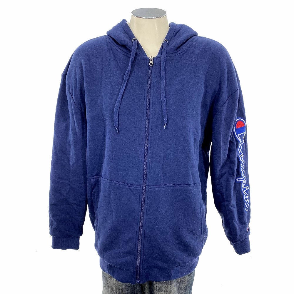 NWT‎ Champion BIG SCRIPT SPELLOUT Zip Hoodie Sweatshirt 1XL Blue Warm Jacket Men